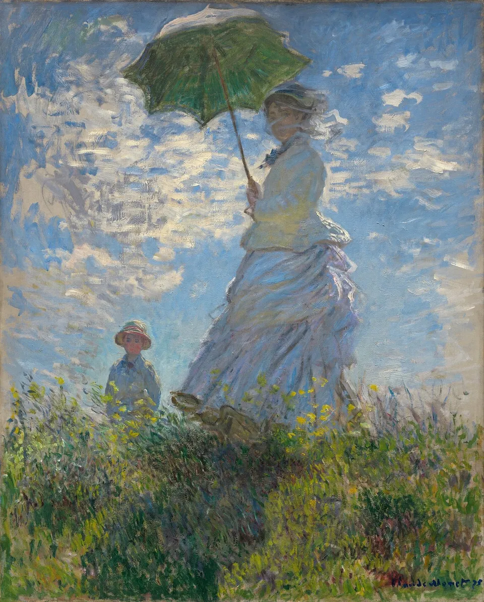 Woman with a Parasol – Madame Monet and Her Son by Claude Monet, 1875